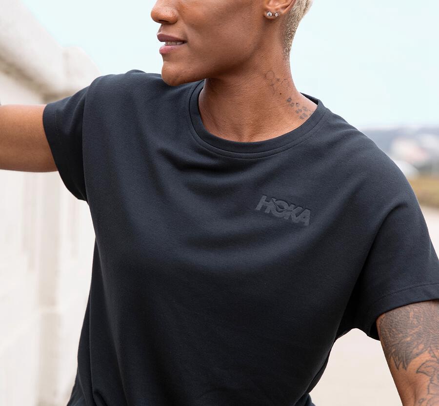 Hoka One One Tee Womens Black - Lifestyle - 24350KQVJ